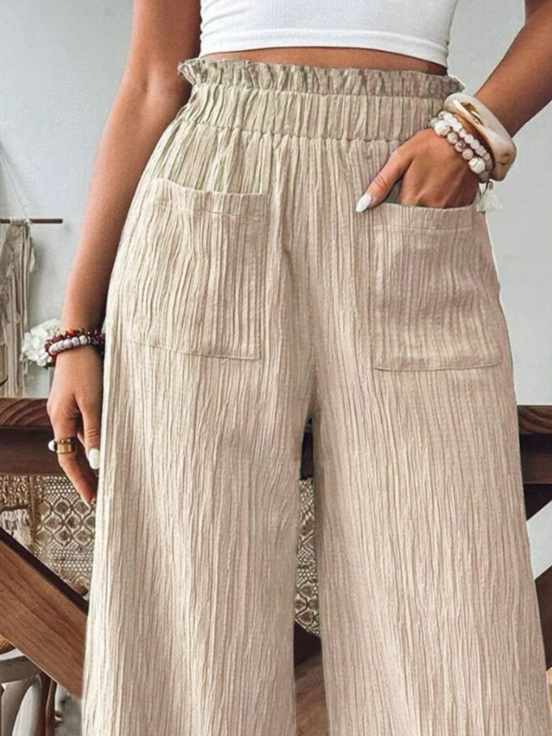 Cotton Frill Wide Leg Pants