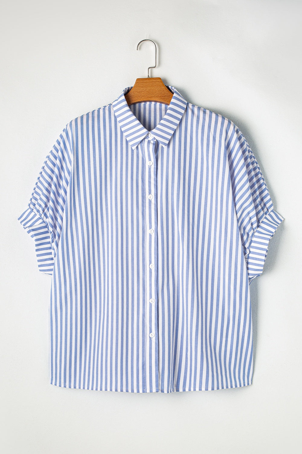 Striped Collared Neck Half Sleeve Cotton Shirt
