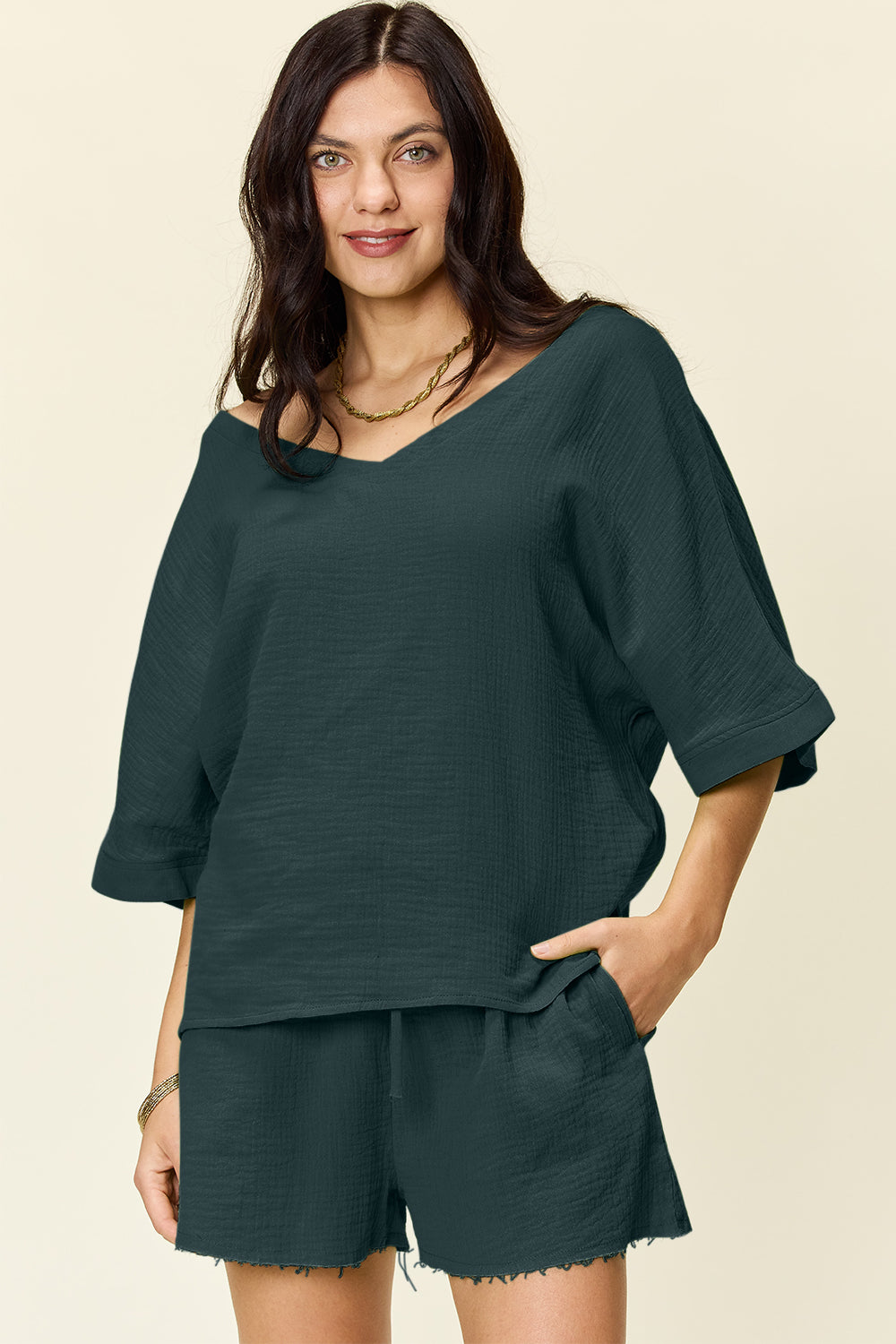 Cotton Half Sleeve T-Shirt and Drawstring Shorts Set