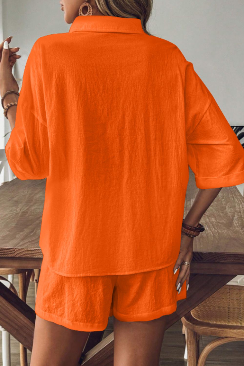 Cotton Collared Neck Half Sleeve Top and Shorts Set