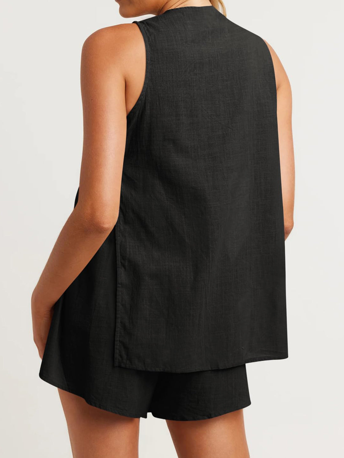 Cotton Button Up Top and Shorts Set