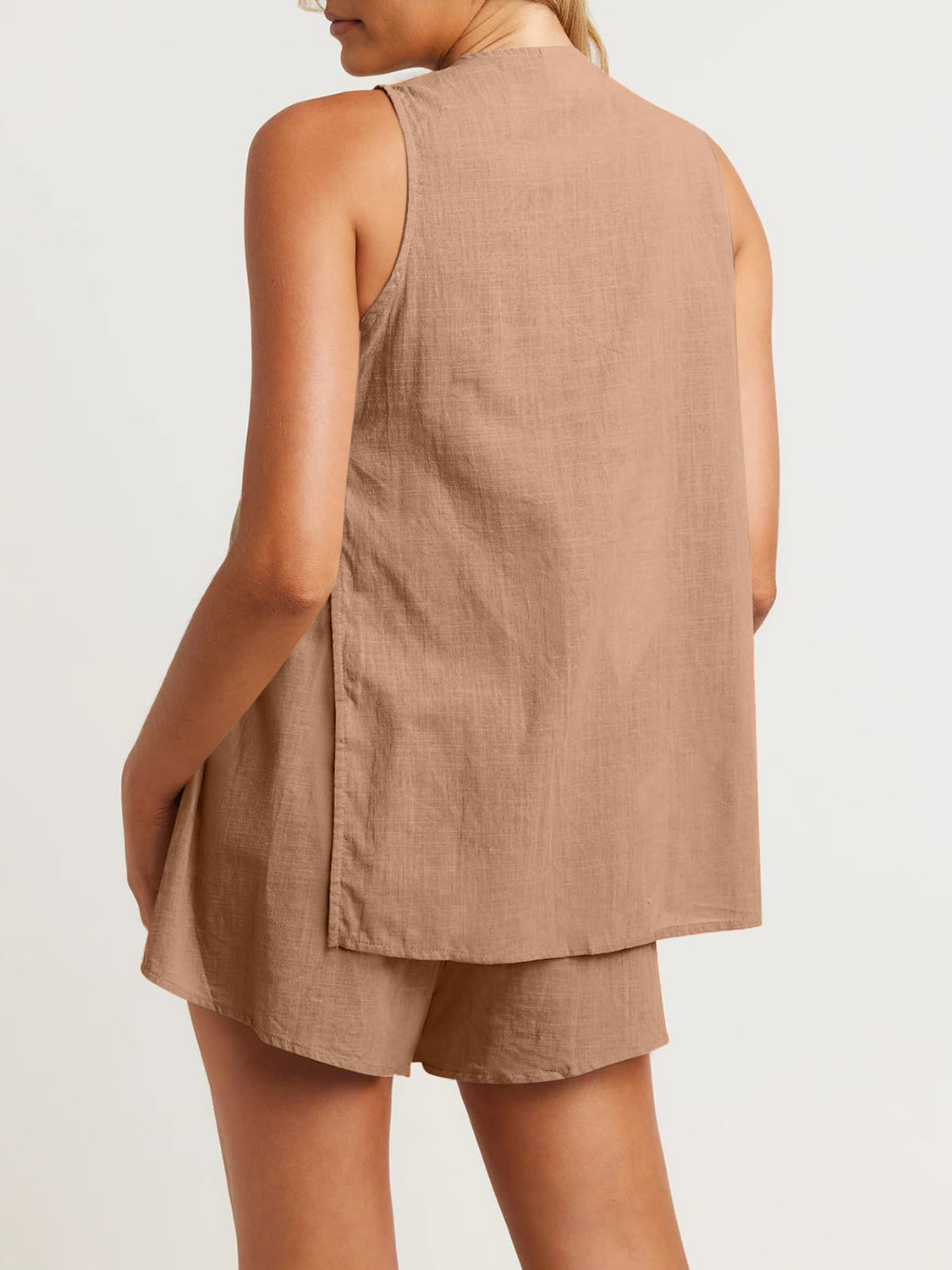 Cotton Button Up Top and Shorts Set