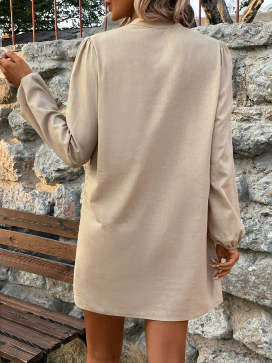 Cotton Long Sleeve Mini Shirt Dress