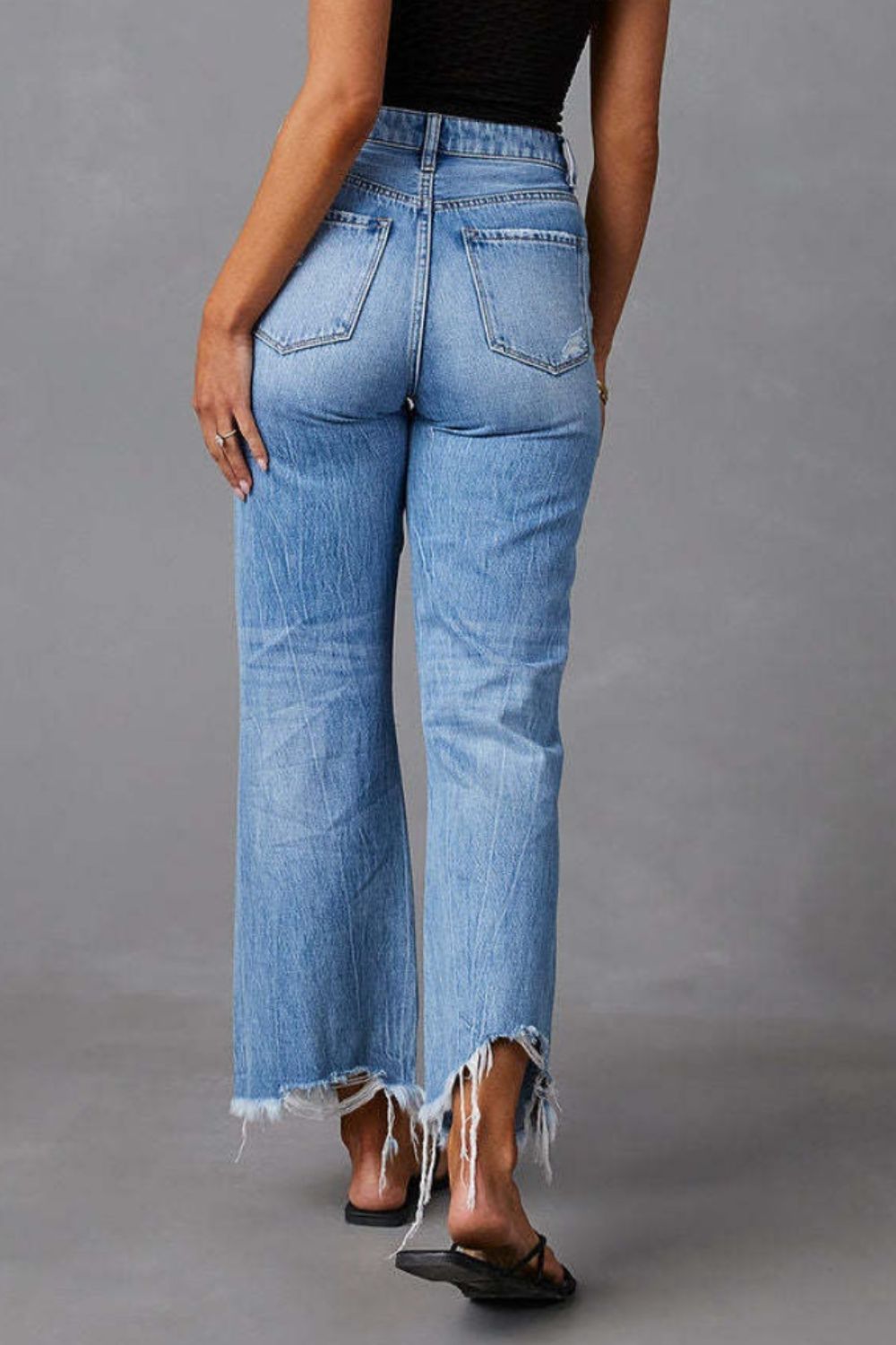 Raw Hem Jeans with Pockets