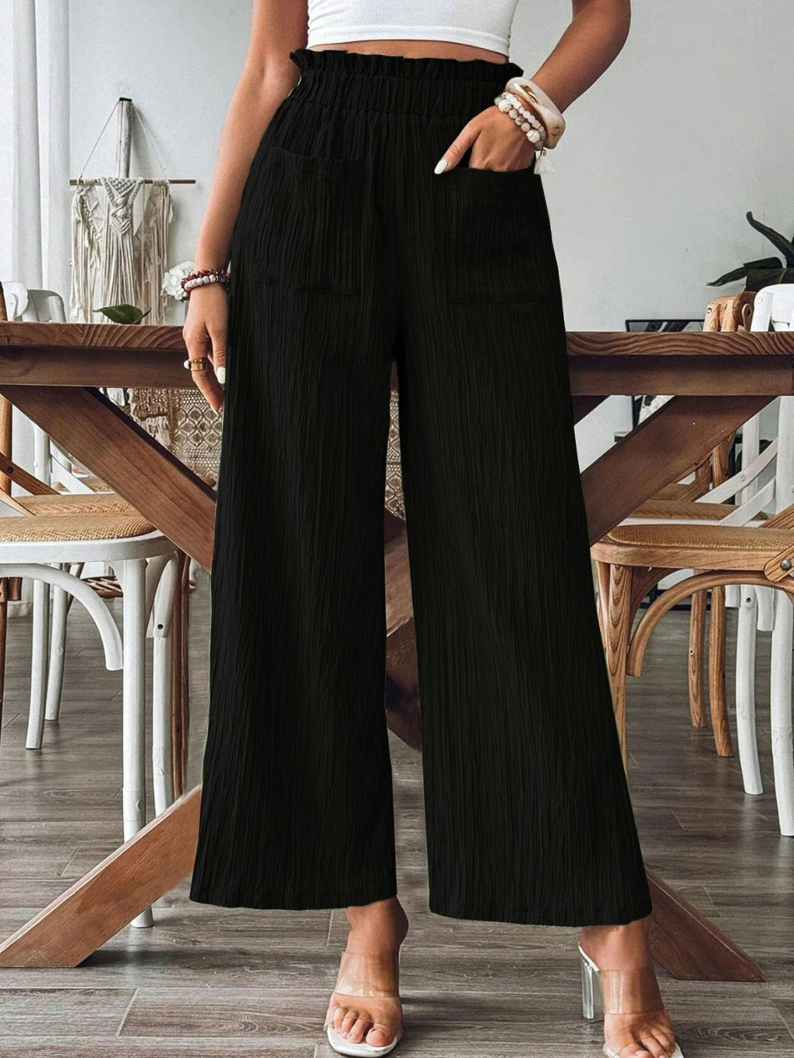 Cotton Frill Wide Leg Pants