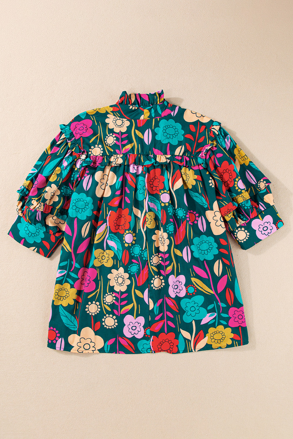 Printed Tie Neck Half Sleeve Cotton Blouse