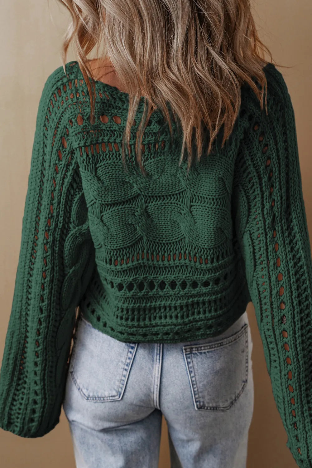 Cable-Knit Cotton Long Sleeve Sweater