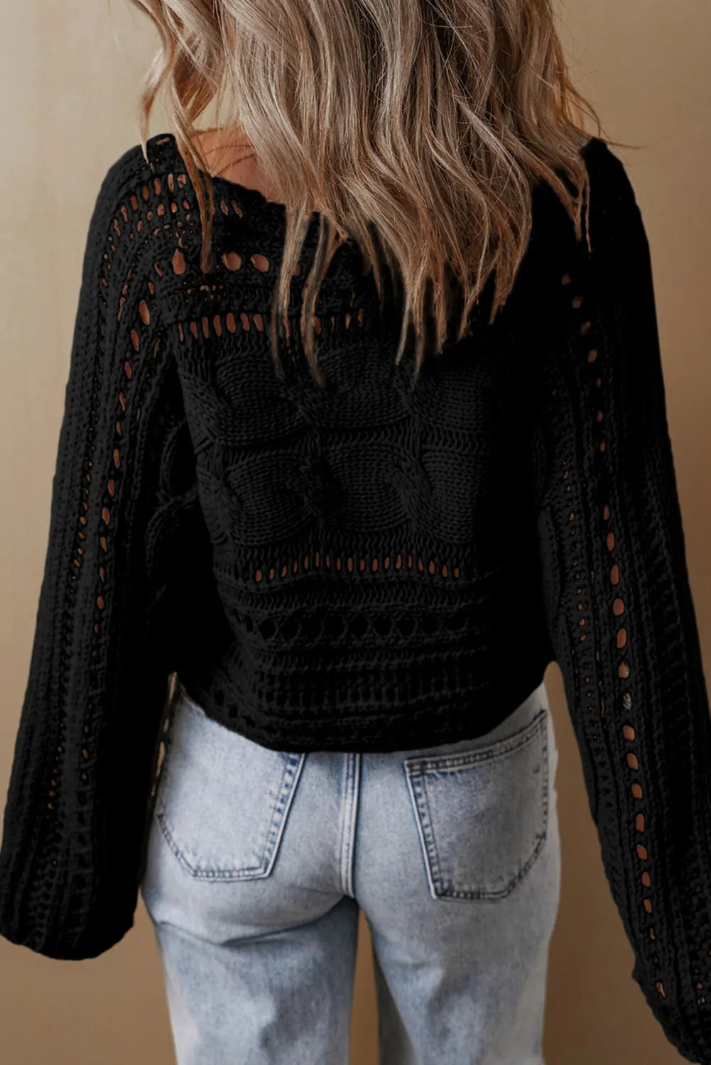 Cable-Knit Cotton Long Sleeve Sweater
