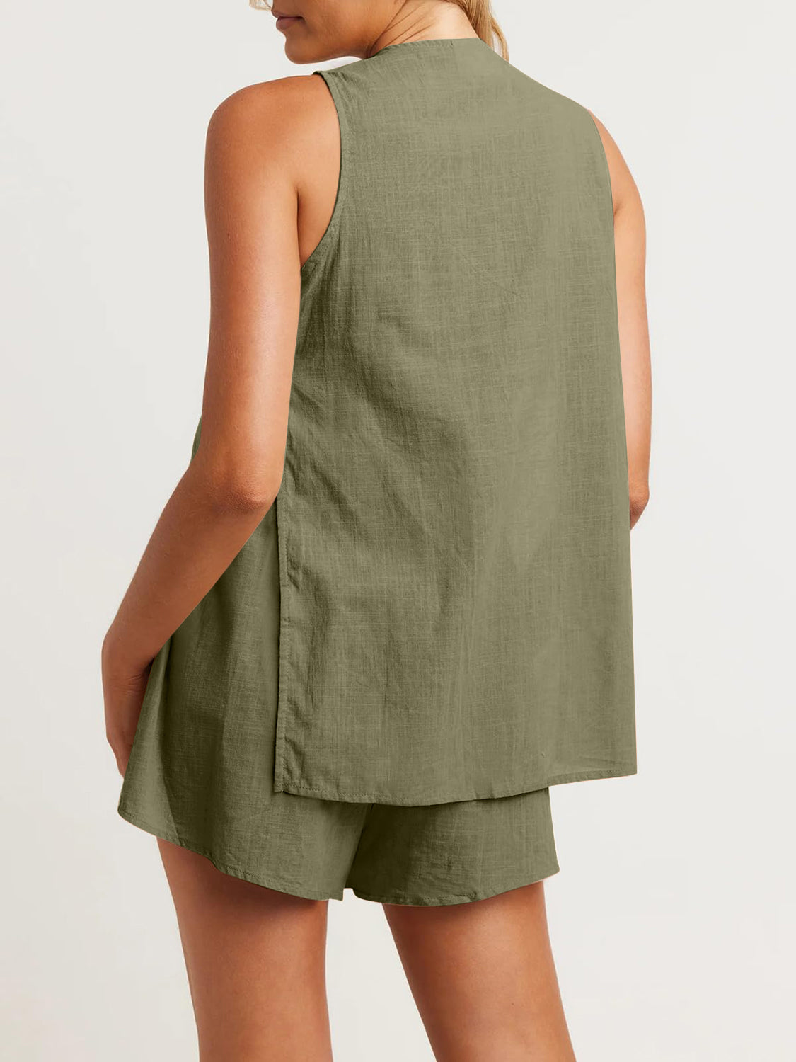 Cotton Button Up Top and Shorts Set