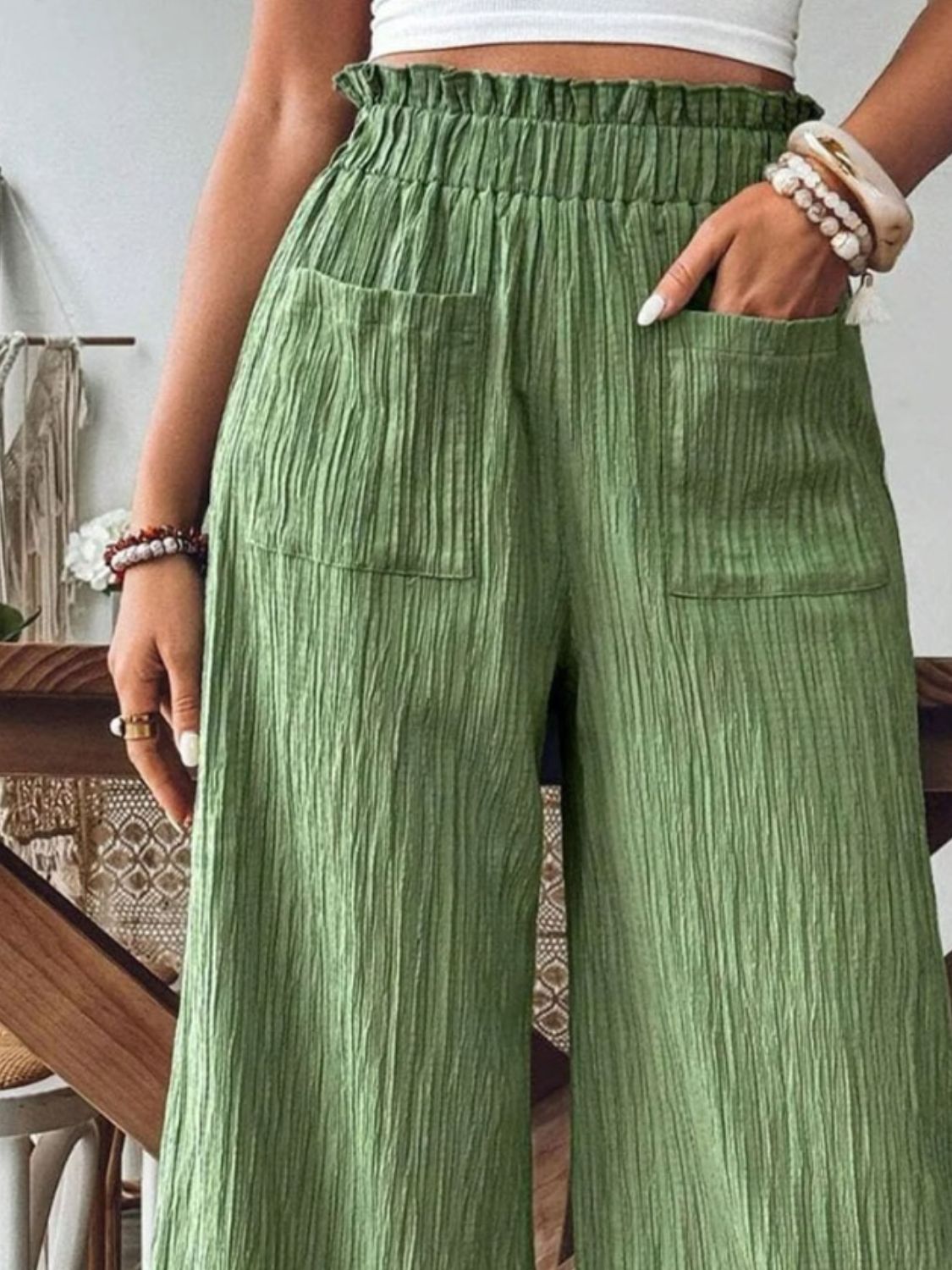 Cotton Frill Wide Leg Pants