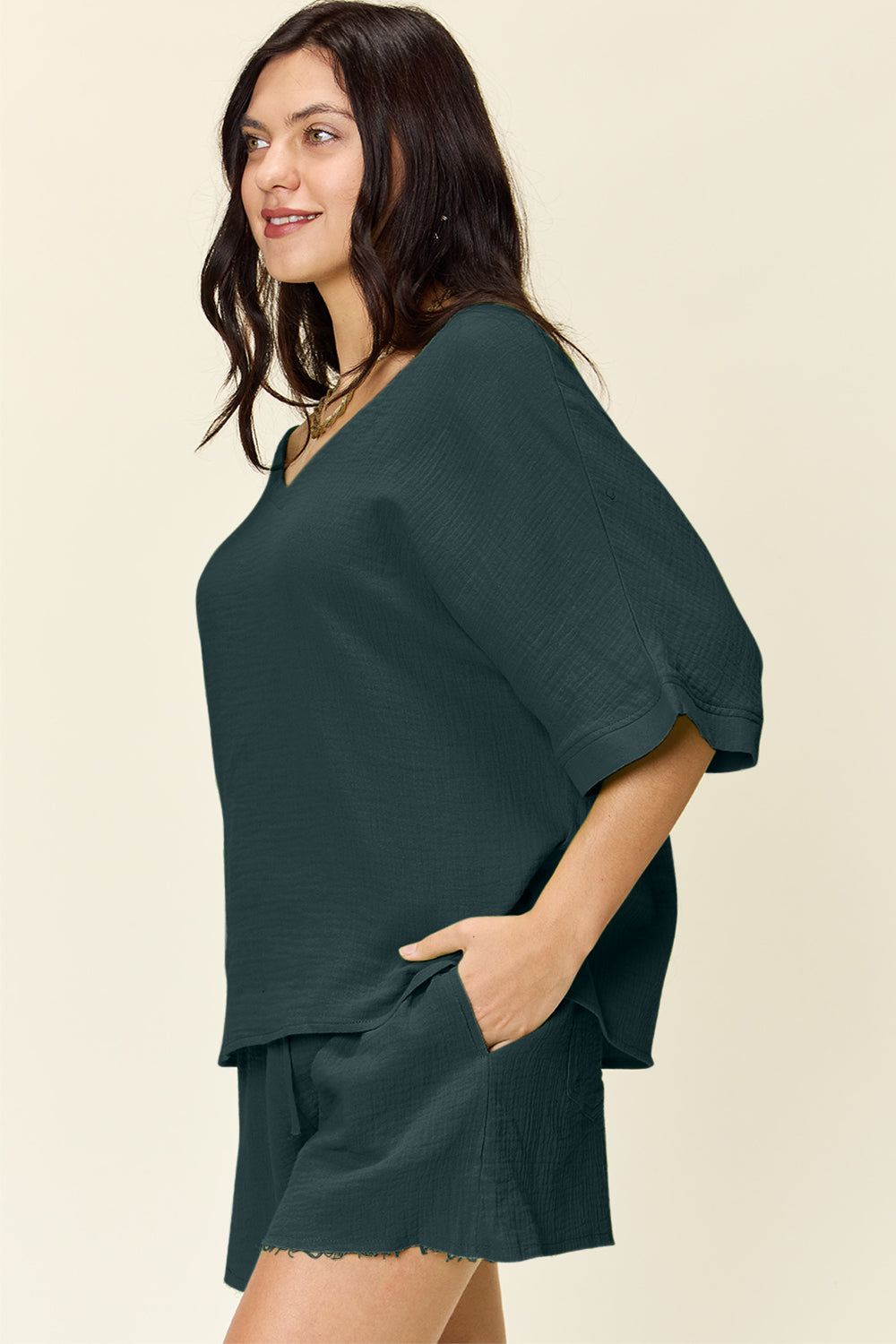Cotton Half Sleeve T-Shirt and Drawstring Shorts Set