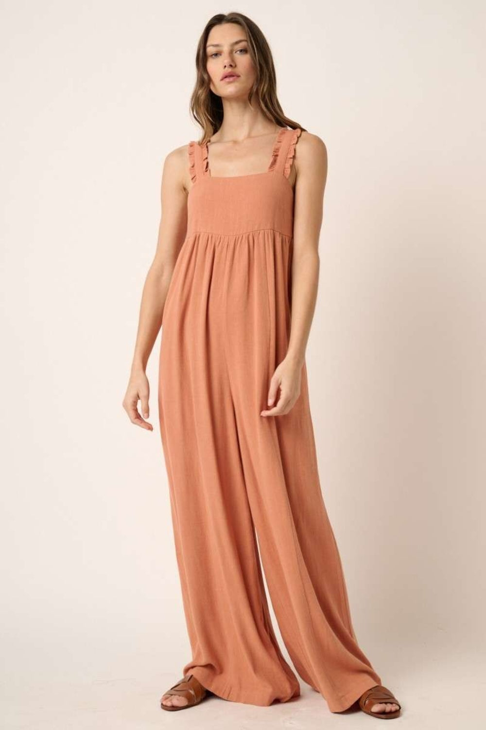 Linen Sleeveless Wide Leg Jumpsuit