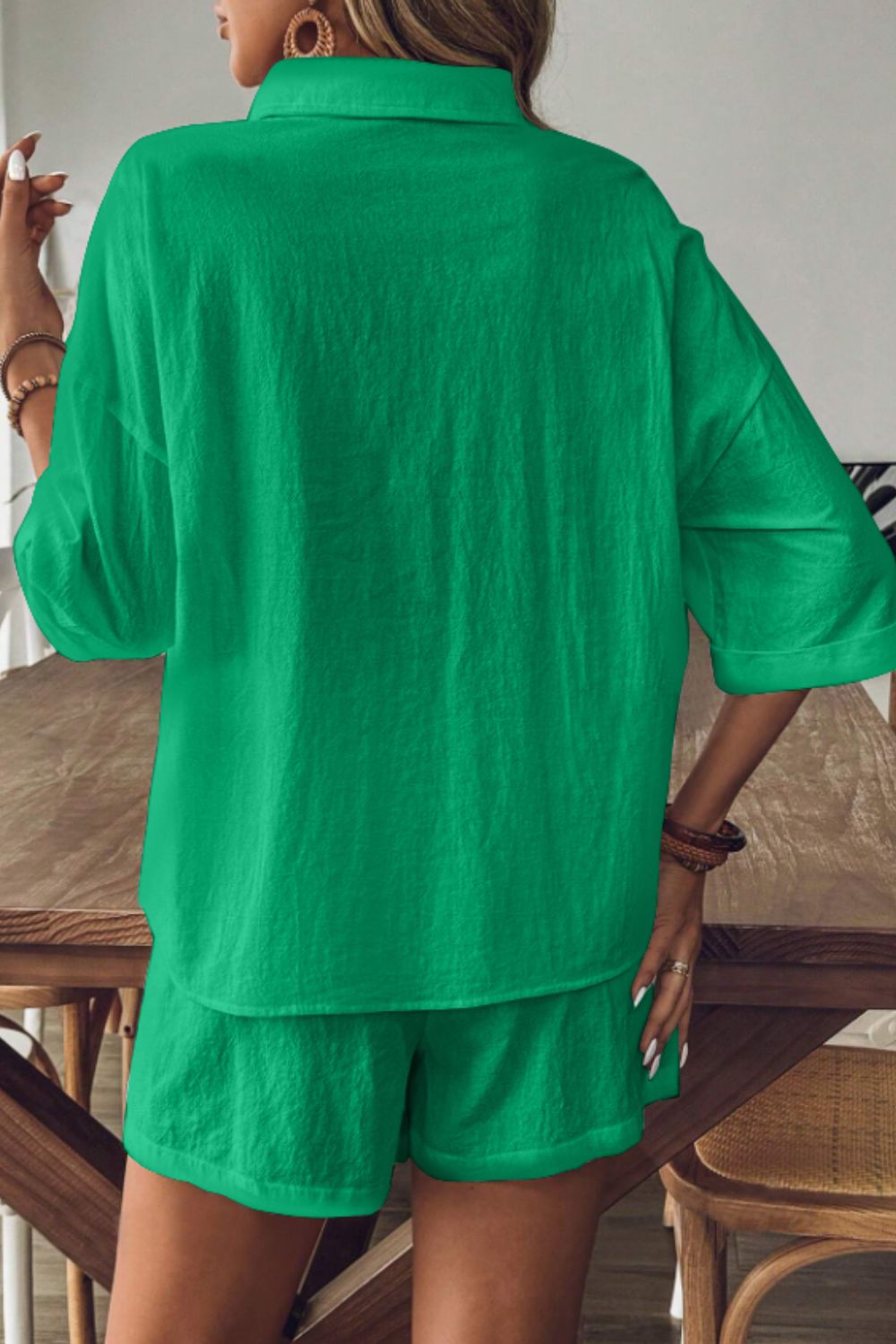 Cotton Collared Neck Half Sleeve Top and Shorts Set