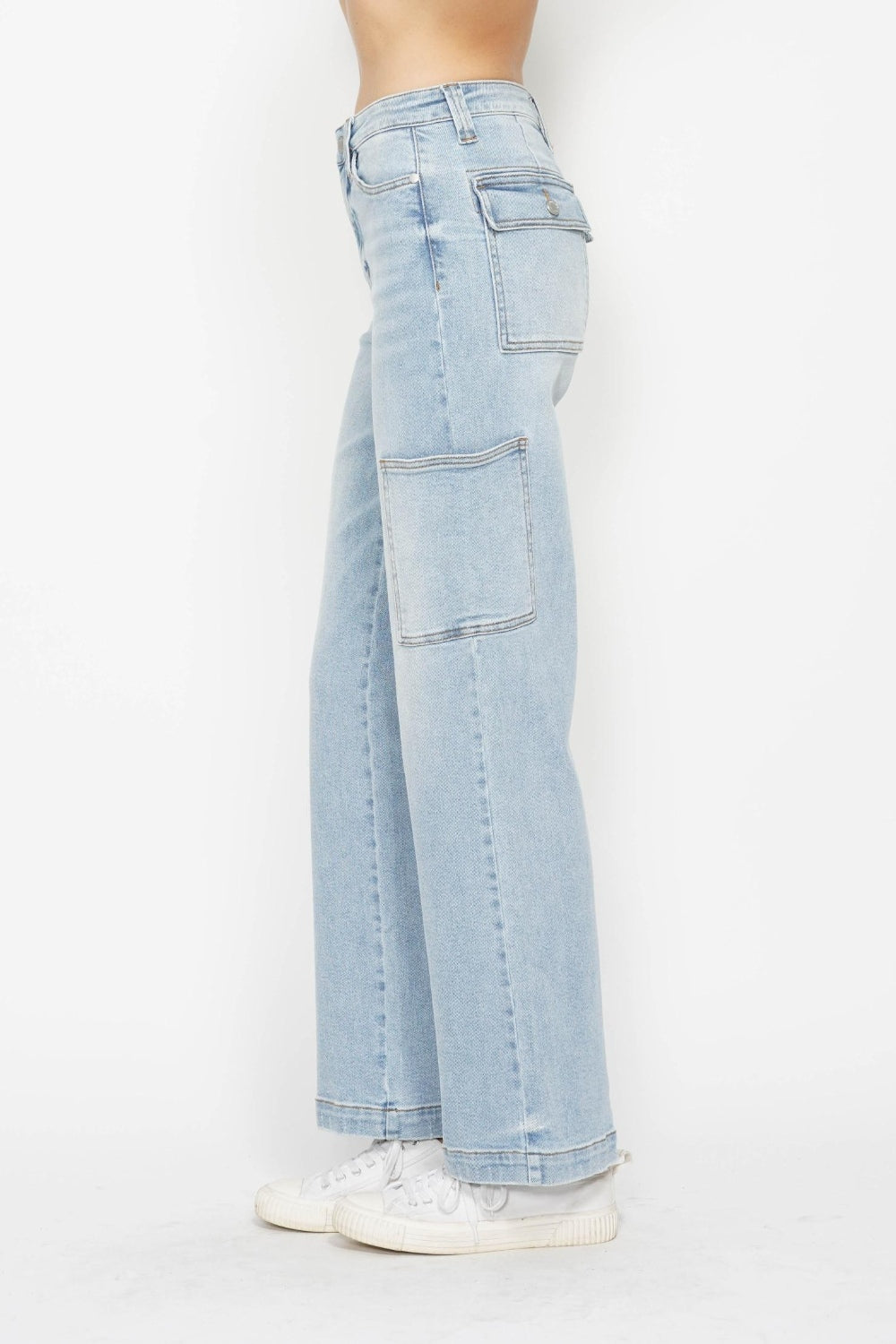 High-Waist Straight Cargo Jeans
