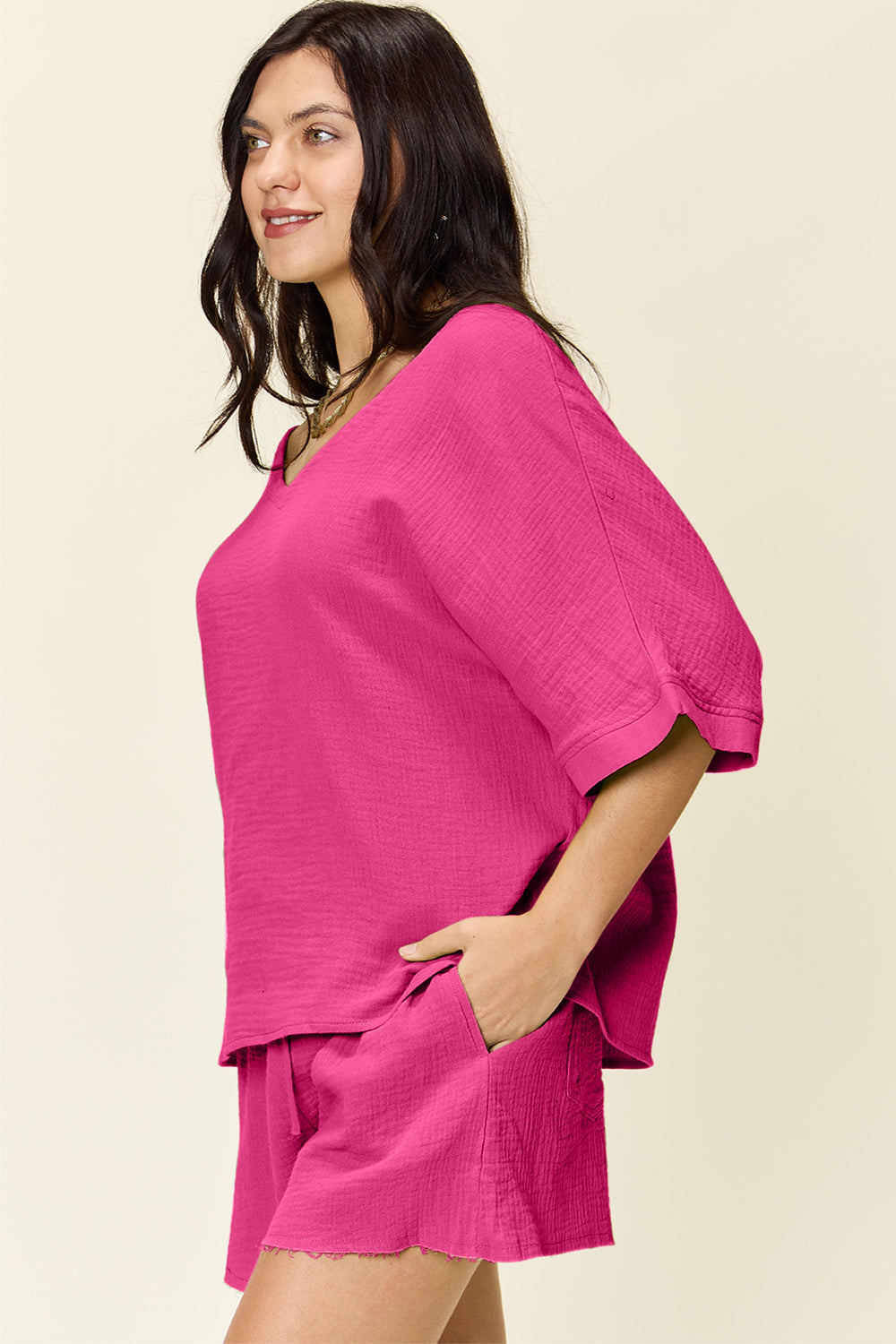 Cotton Half Sleeve T-Shirt and Drawstring Shorts Set