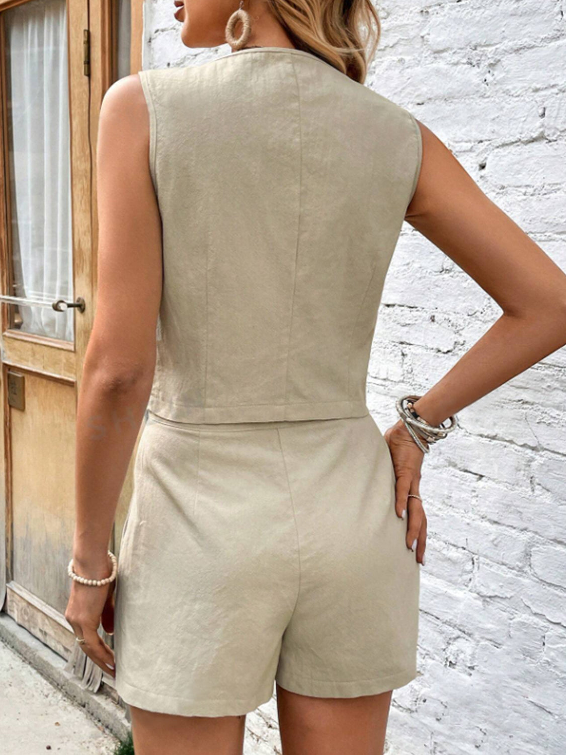 Scoop Neck Sleeveless Cotton Top and Shorts Set