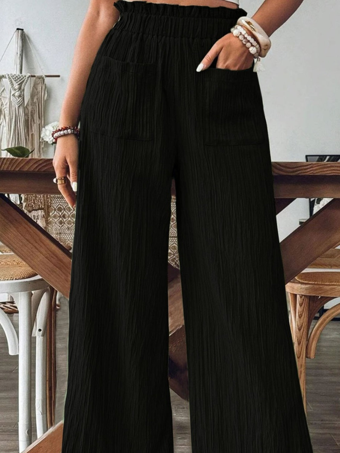 Cotton Frill Wide Leg Pants