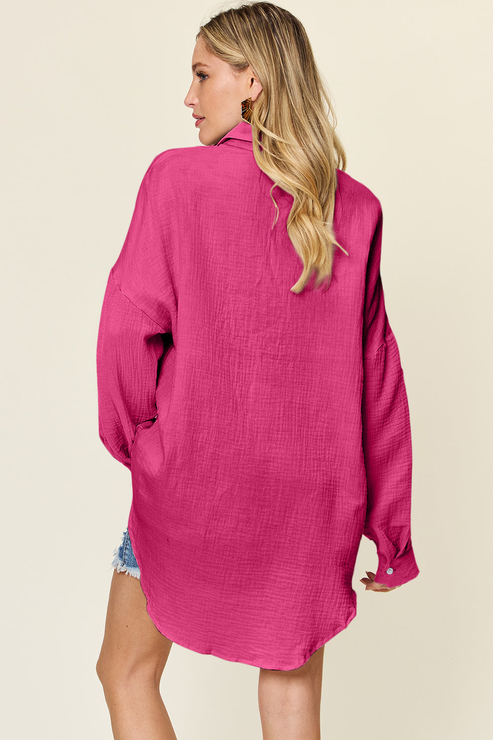 Cotton  Pocketed Texture Button Up Shirt