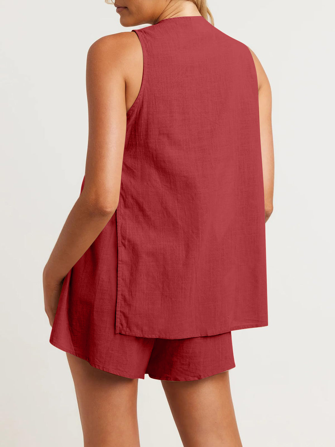 Cotton Button Up Top and Shorts Set