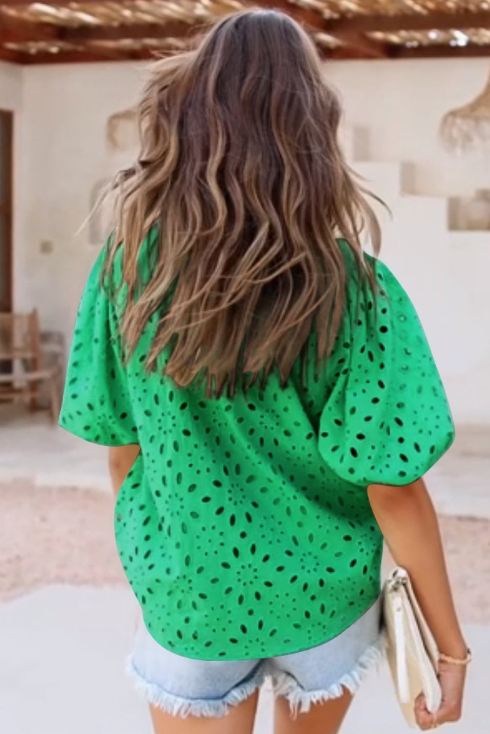 Cotton Button Up Half Sleeve Blouse