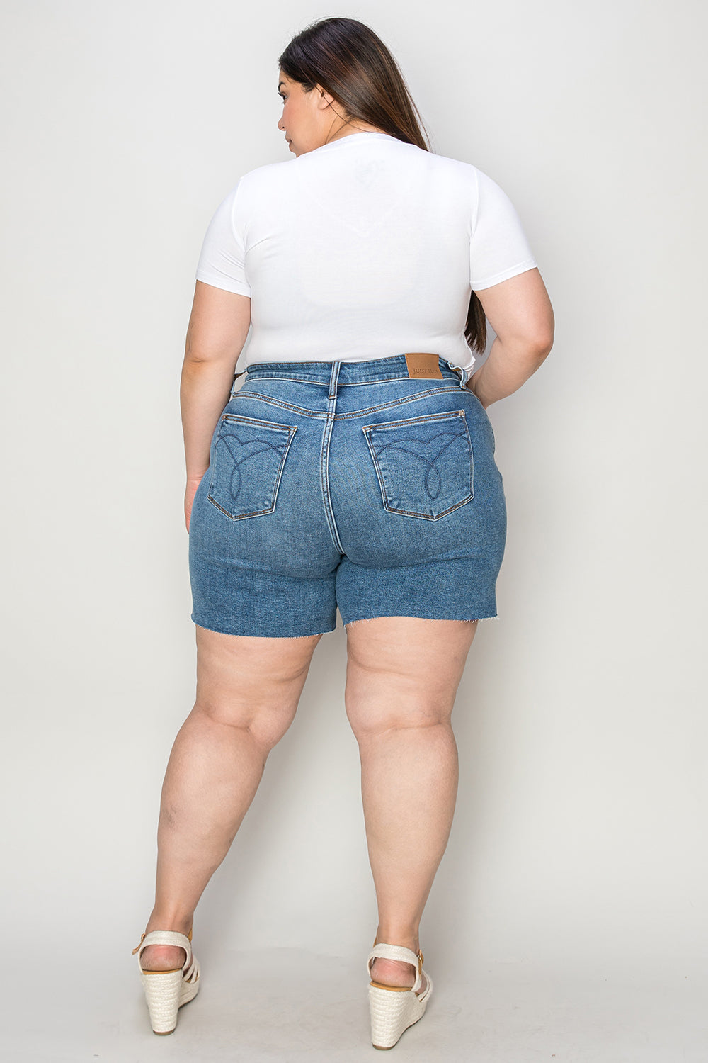 Cotton Full Size High Waist Slim Denim Shorts