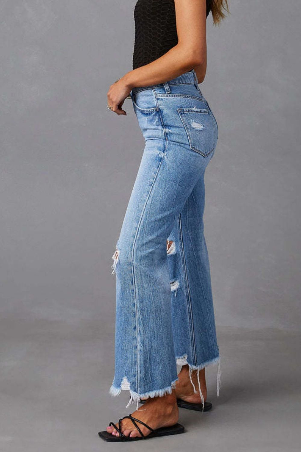 Raw Hem Jeans with Pockets