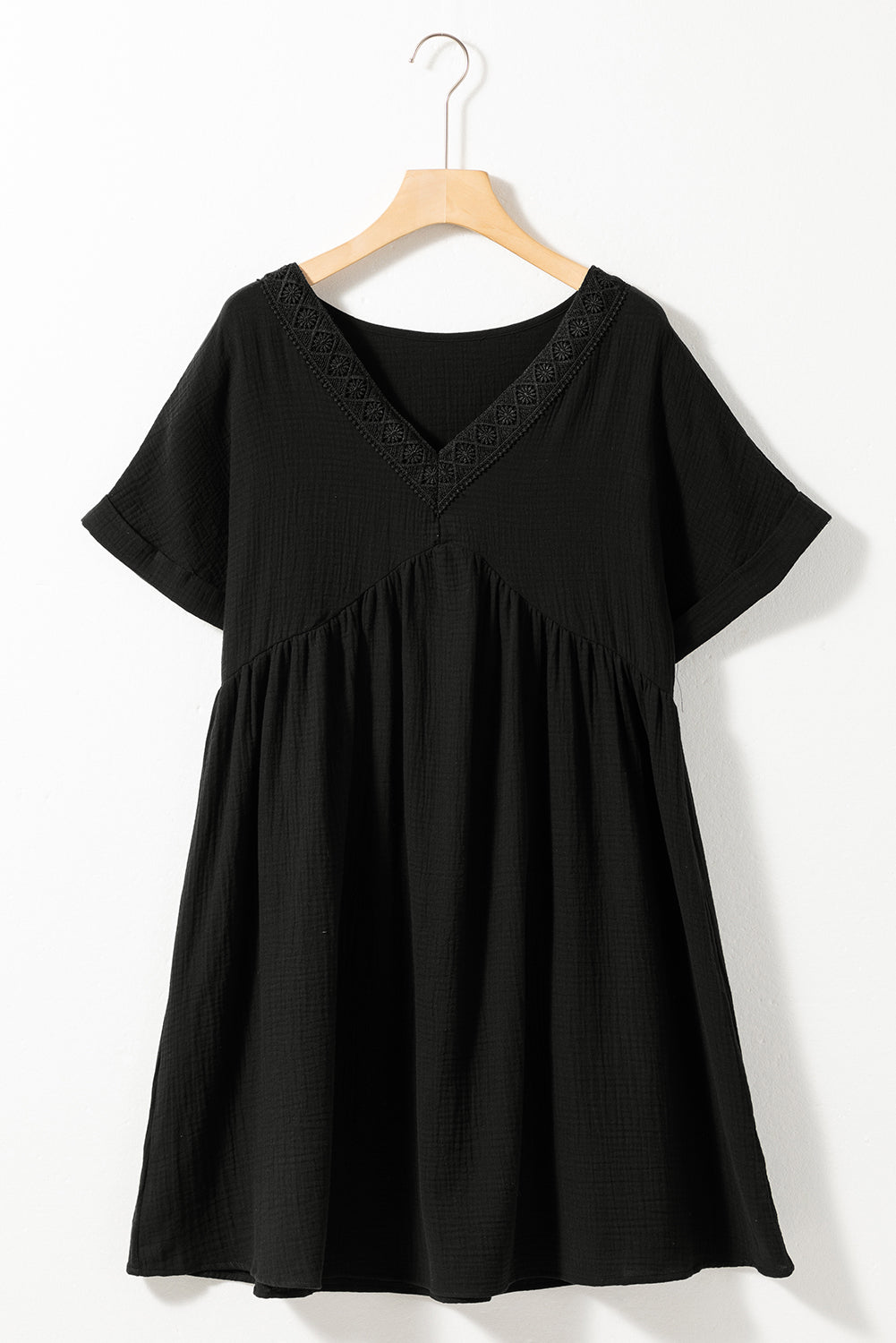 V-Neck Short Sleeve Cotton Dress