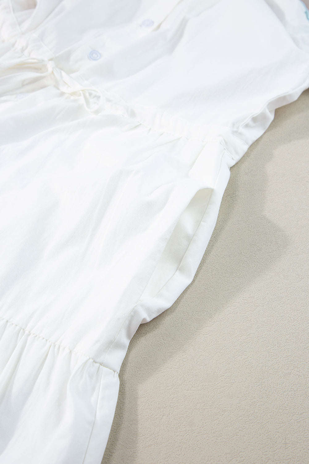 Cotton Contrast Trim Button Up Short Sleeve Dress