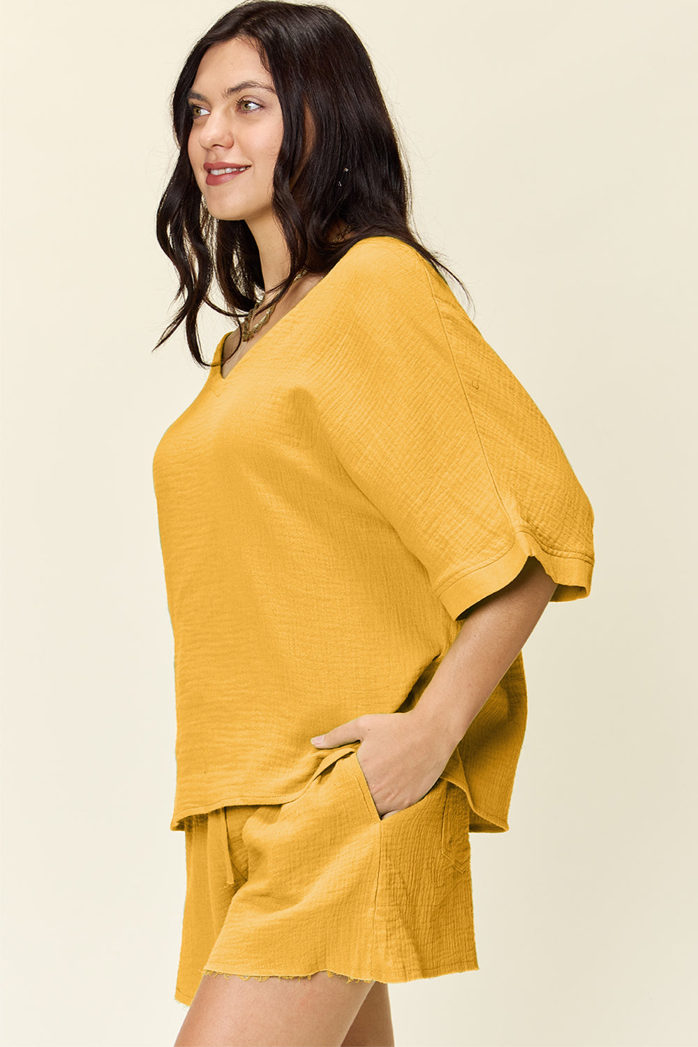 Cotton Half Sleeve T-Shirt and Drawstring Shorts Set