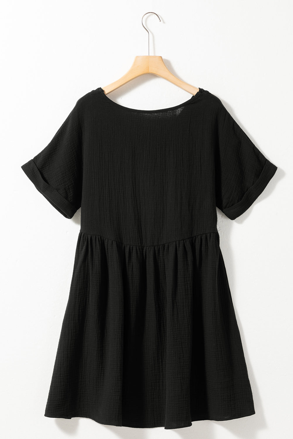 V-Neck Short Sleeve Cotton Dress
