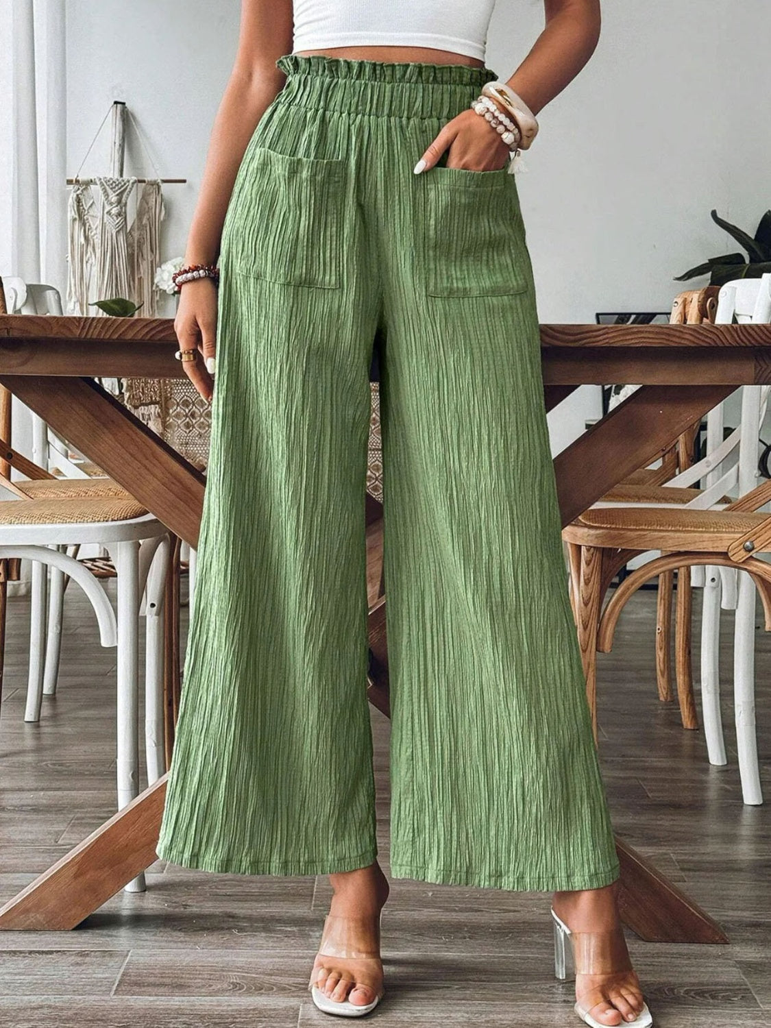 Cotton Frill Wide Leg Pants