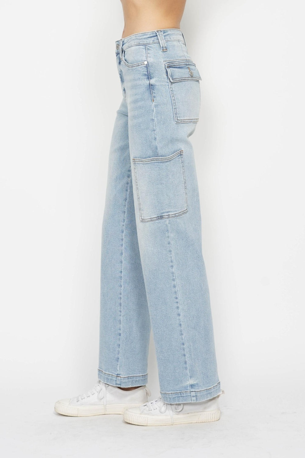 High-Waist Straight Cargo Jeans
