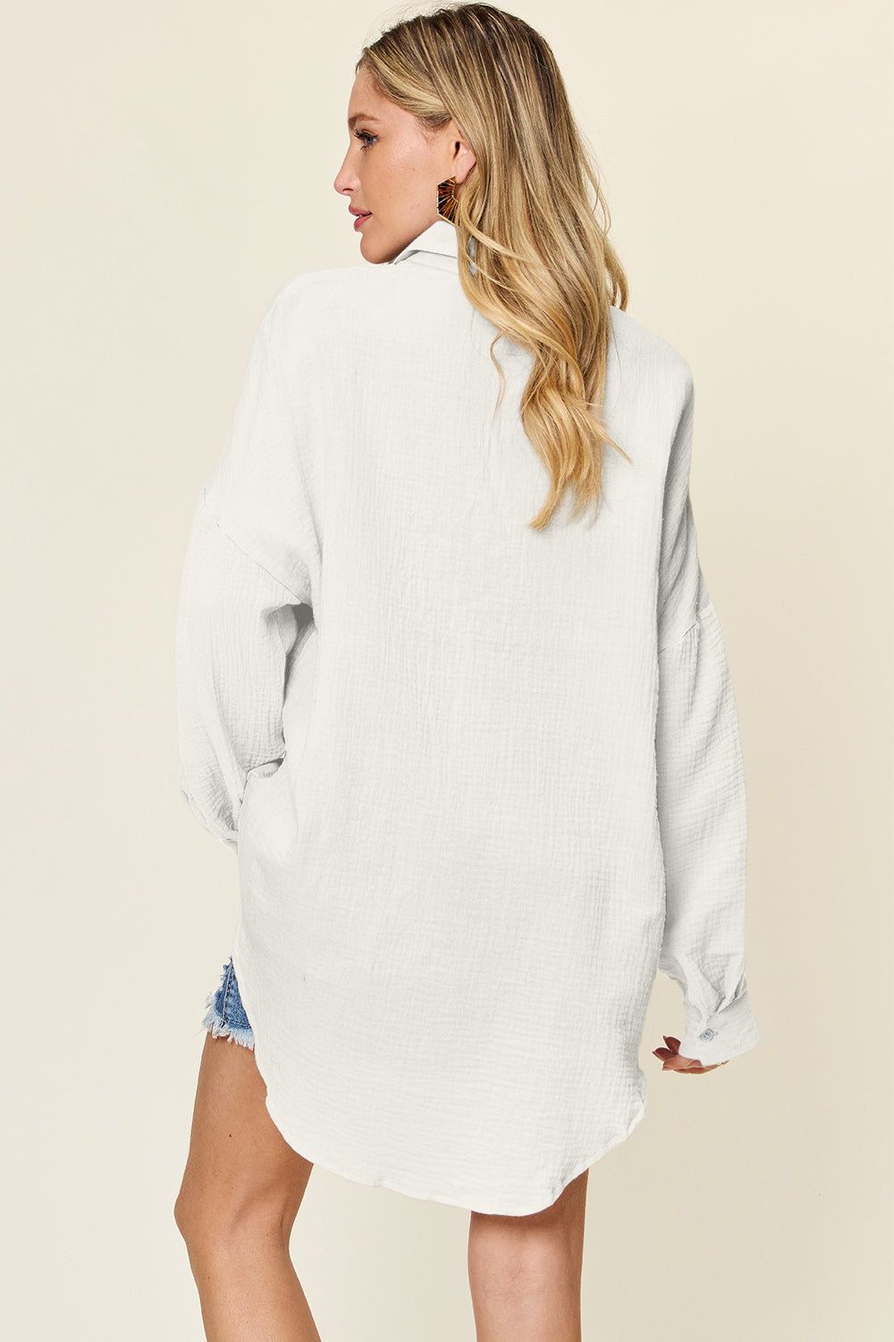 Cotton  Pocketed Texture Button Up Shirt