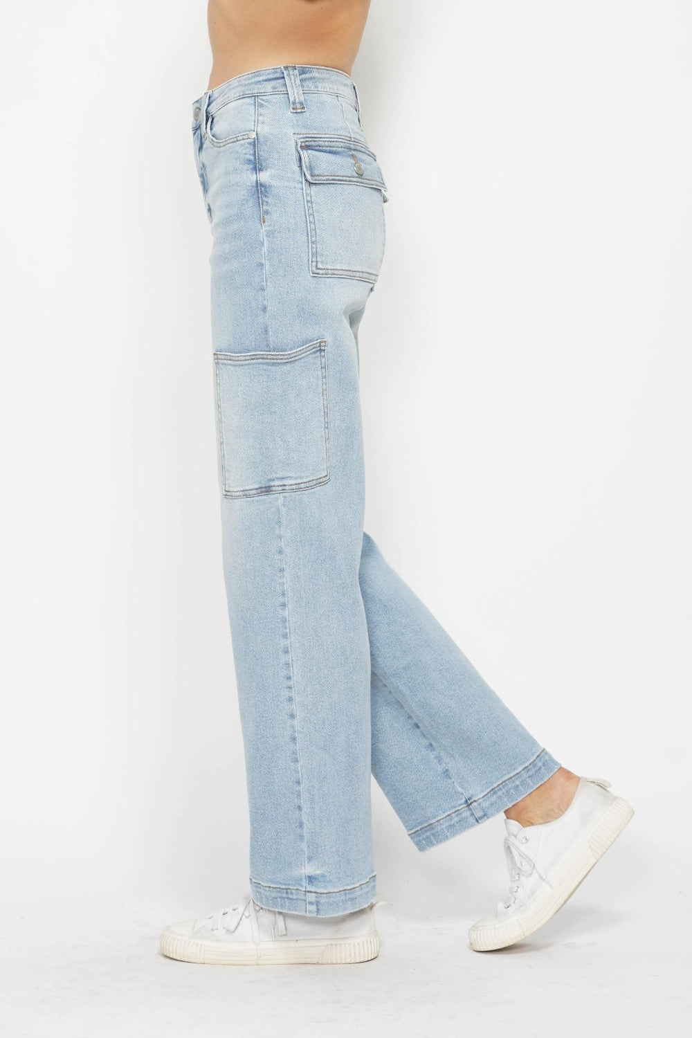 High-Waist Straight Cargo Jeans