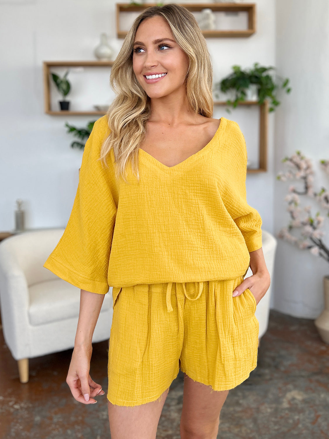 Cotton Half Sleeve T-Shirt and Drawstring Shorts Set