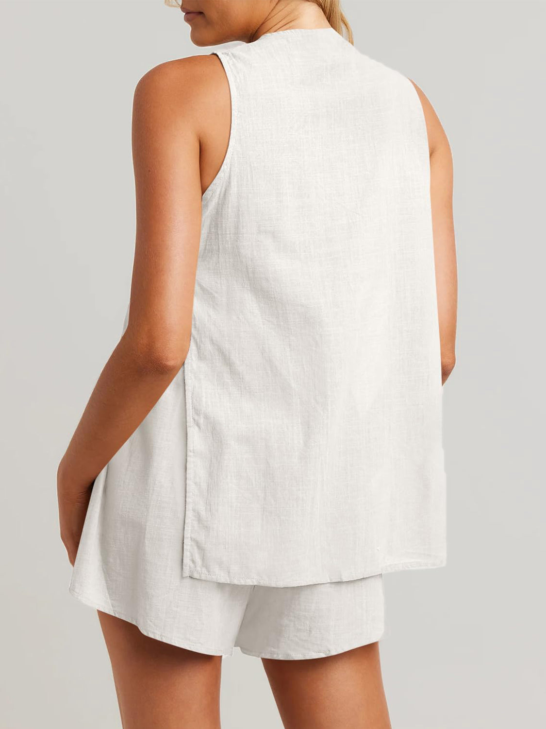 Cotton Button Up Top and Shorts Set