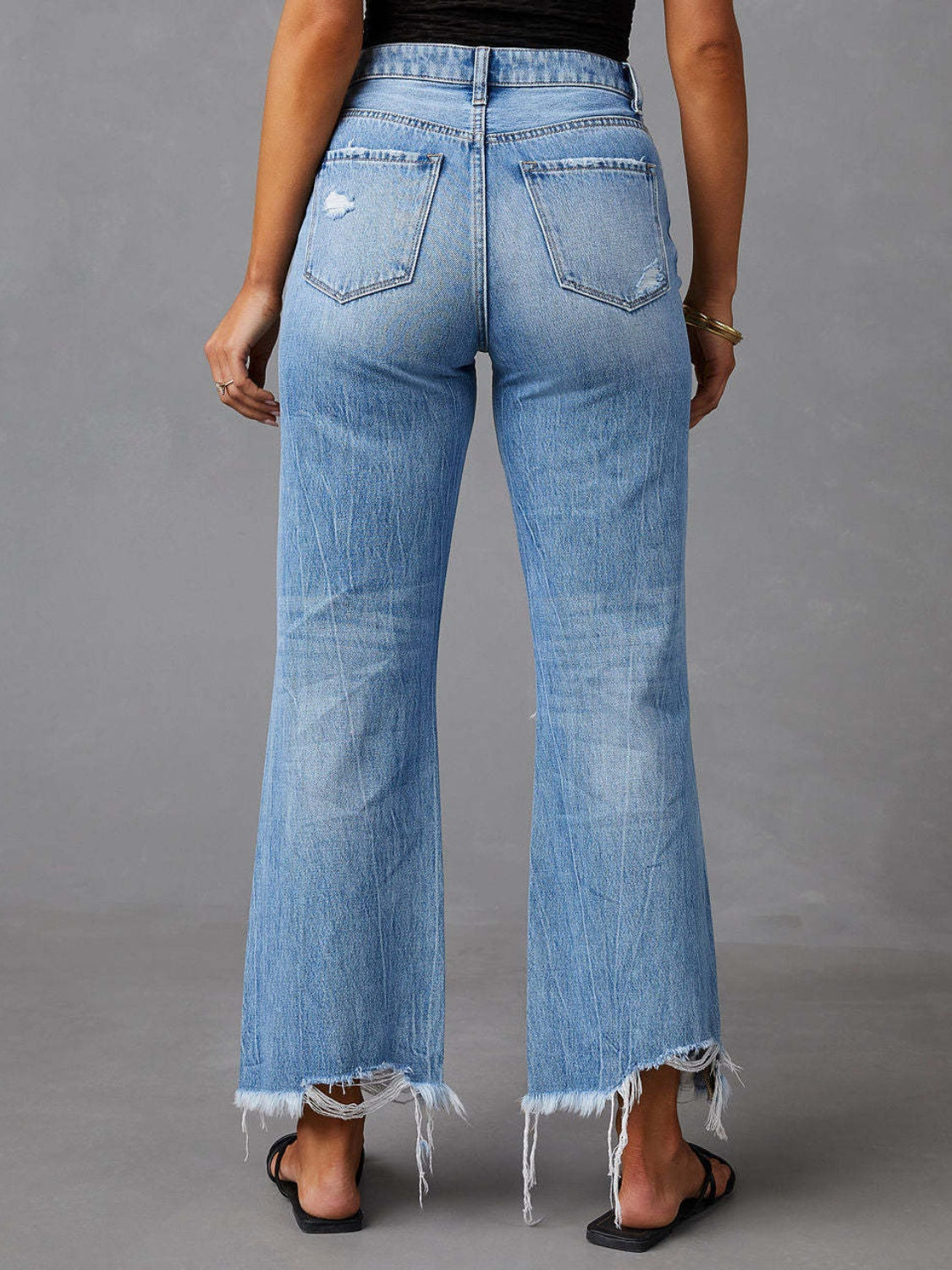 Raw Hem Jeans with Pockets