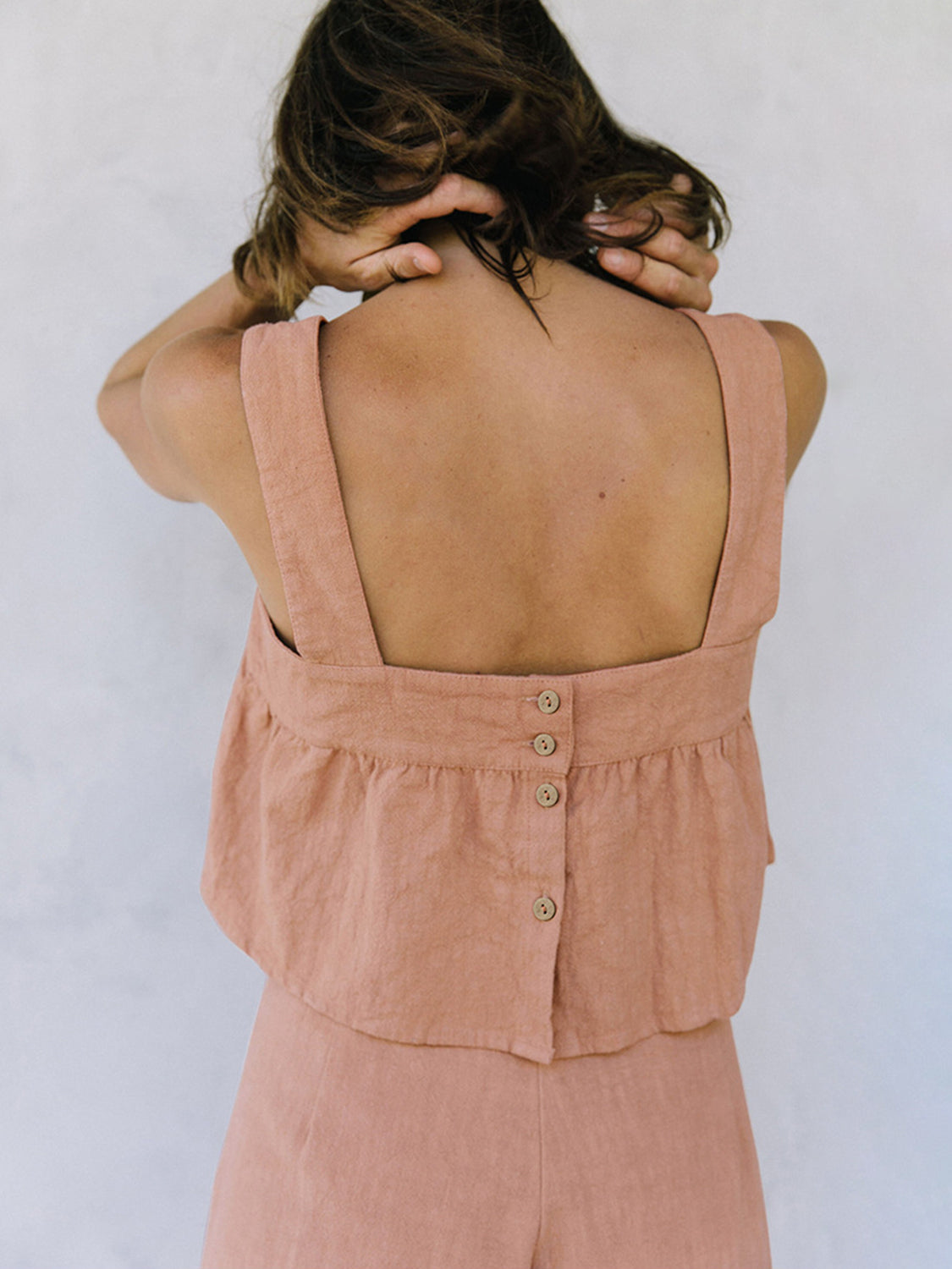 Square Neck Wide Strap Cotton Top and Pants Set