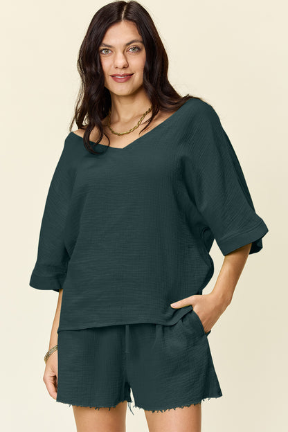 Cotton Half Sleeve T-Shirt and Drawstring Shorts Set