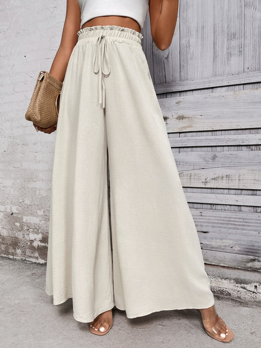 Cotton Tied High Waist Wide Leg Pants
