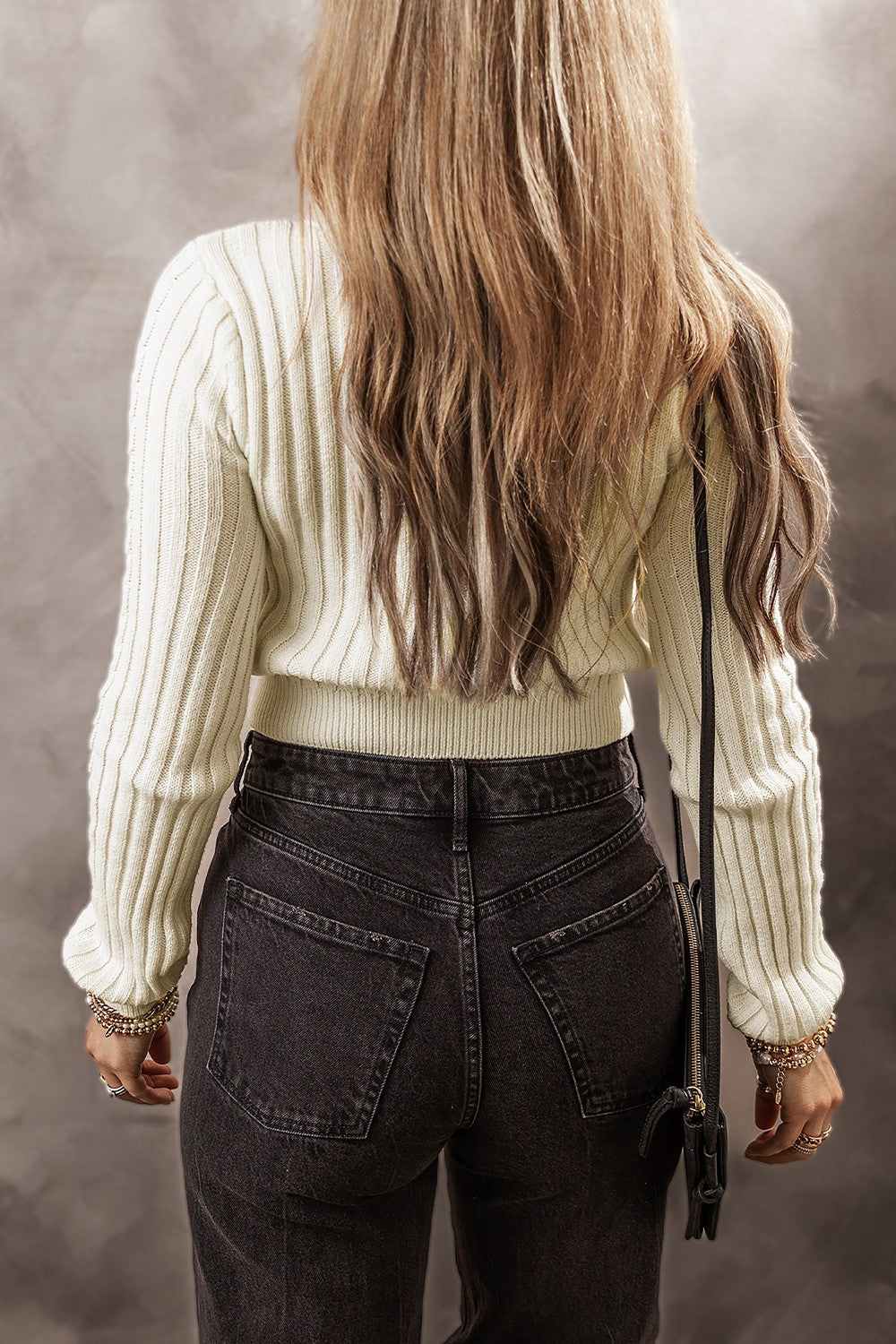 Cotton Cable-Knit Round Neck Long Sleeve Sweater