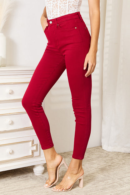 Cotton  Full Size High Waist Tummy Control Skinny Jeans