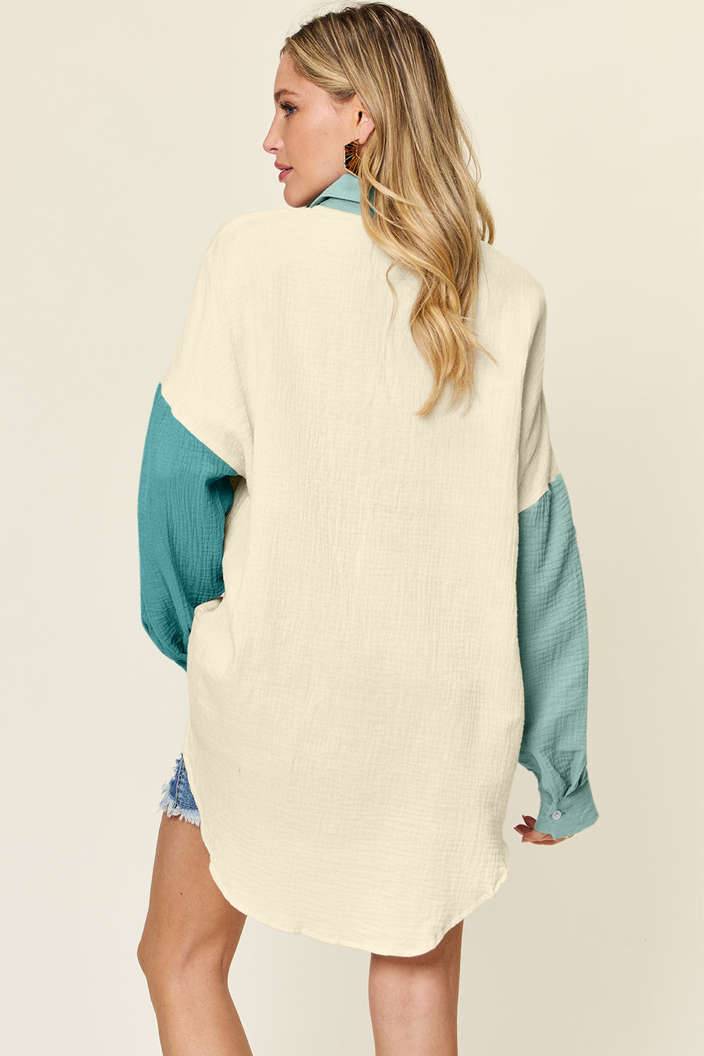 Cotton  Pocketed Texture Button Up Shirt