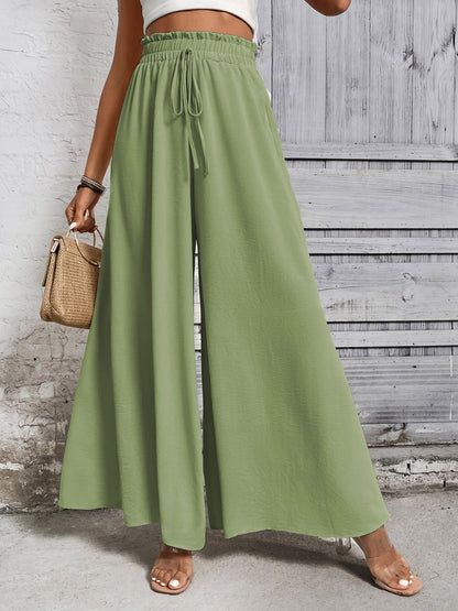 Cotton Tied High Waist Wide Leg Pants