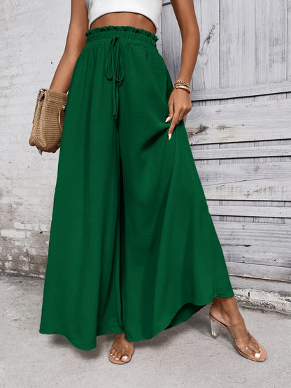 Cotton Tied High Waist Wide Leg Pants