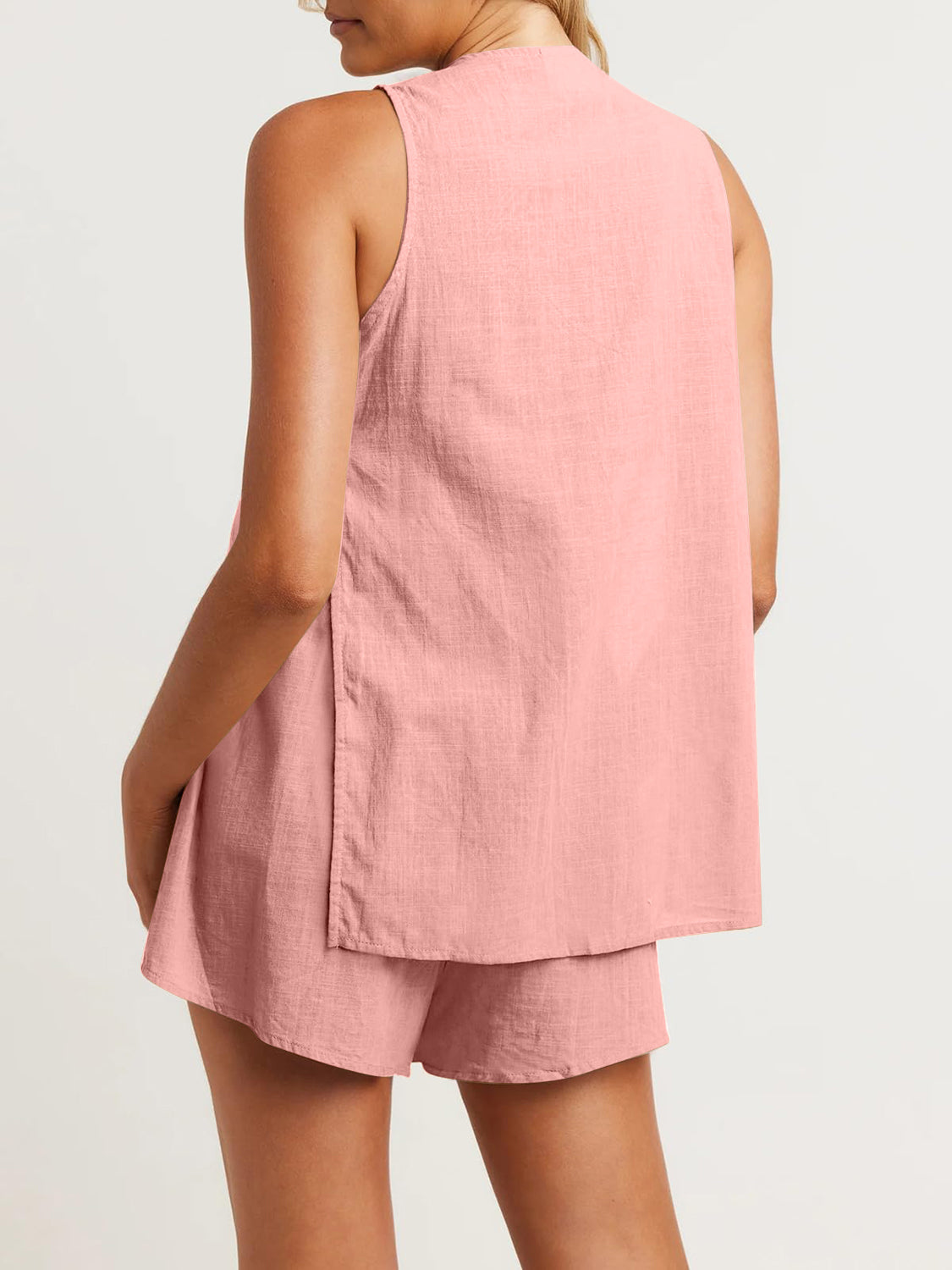 Cotton Button Up Top and Shorts Set