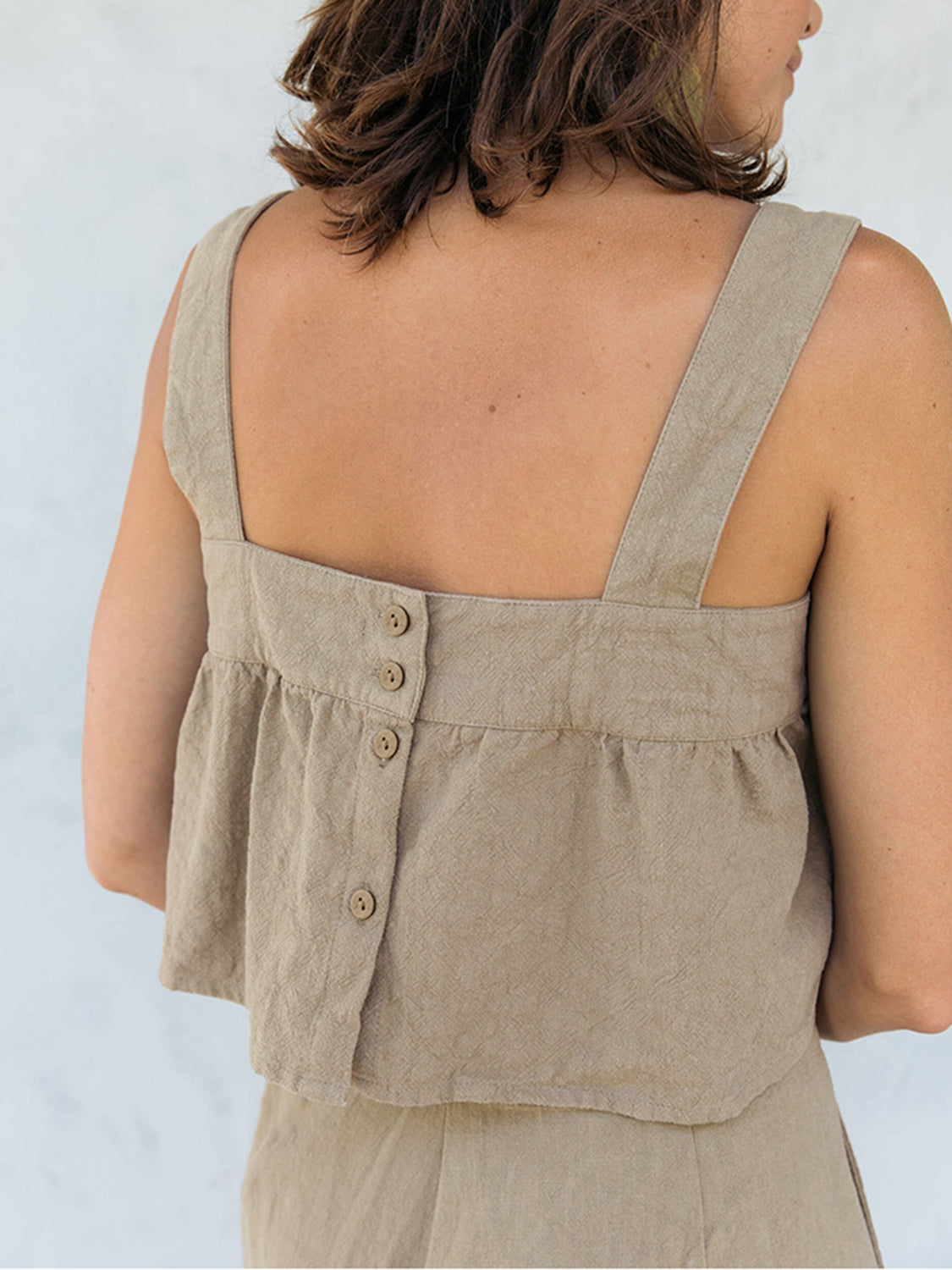 Square Neck Wide Strap Cotton Top and Pants Set