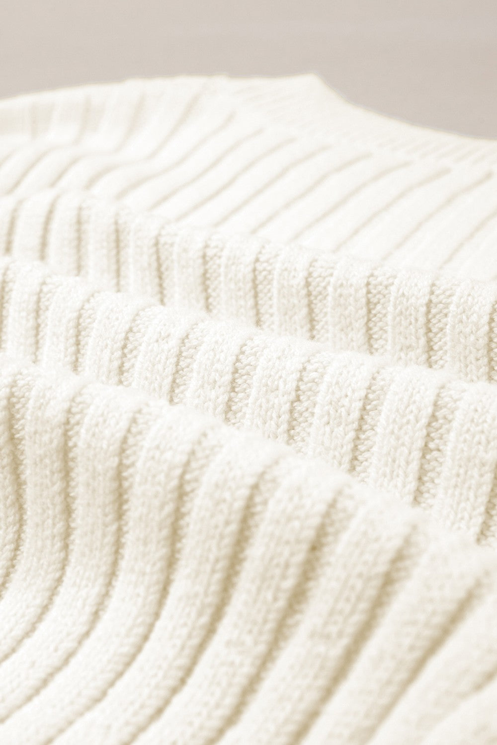 Cotton Cable-Knit Round Neck Long Sleeve Sweater