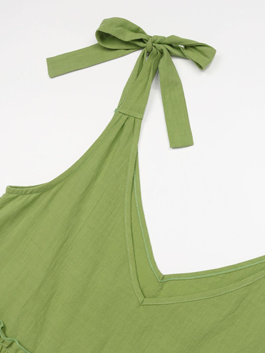 Cotton Tiered Frill V-Neck Sleeveless Dress