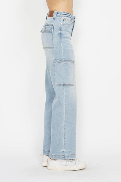 High-Waist Straight Cargo Jeans